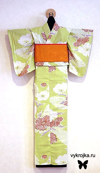 Выкройка национального японского кимоно Юката.